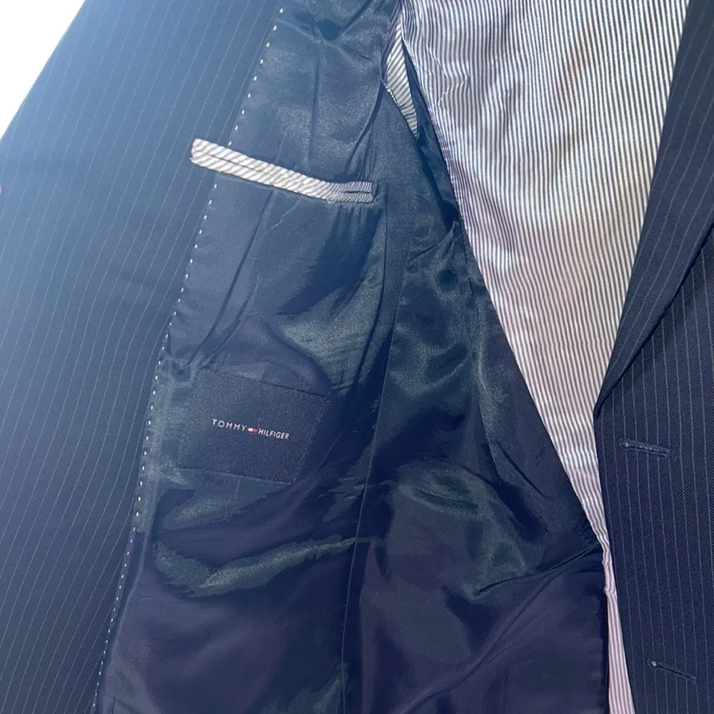 Tommy Hilfiger Navy Striped Suit Set Jacket and pants - Picture 2 of 16